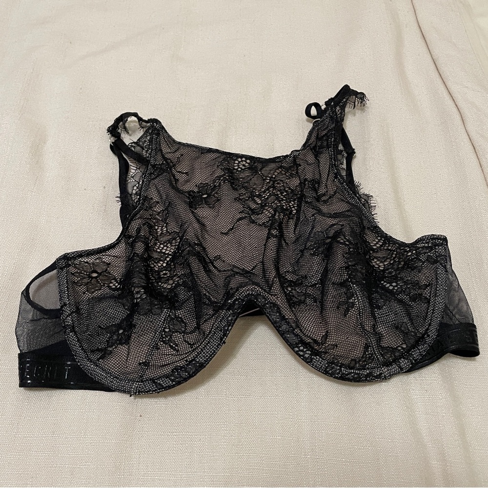 Victoria’s Secret Black Lace High Neck Halter Bra